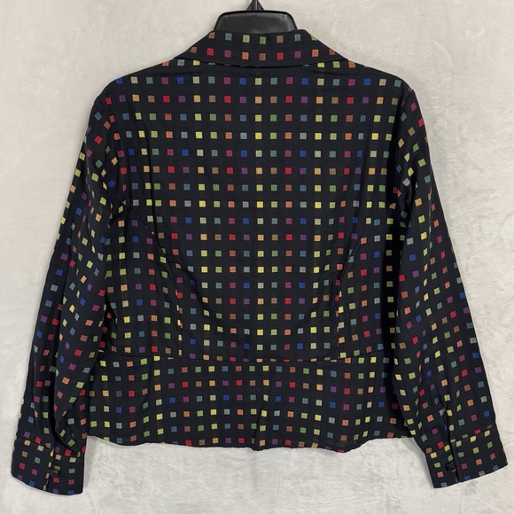 Y2K Christopher & Banks Rainbow Peplum Button Down Top Size L‎ P Cropped Teacher - Picture 13 of 15